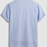 Men's striped texture casual solid color short-sleeved shirt
