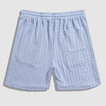 Men's striped texture casual elastic waist drawstring shorts
