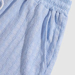 Men's striped texture casual elastic waist drawstring shorts