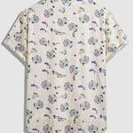 Men's Printed Floral Cutout Button Short Sleeve Shirt