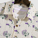 Men's Printed Floral Cutout Button Short Sleeve Shirt