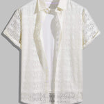 Men's Geometric Plaid Hollow Short Sleeve Shirt