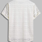 Men's Geometric Plaid Hollow Short Sleeve Shirt