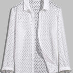 Men's Sexy Geometric Lace Hollow Long Sleeve Shirt