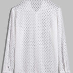 Men's Sexy Geometric Lace Hollow Long Sleeve Shirt