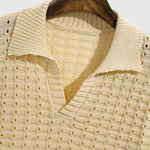 Men's solid color hollow V-neck knitted short sleeves