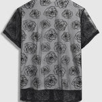 Men's lace embroidered rose flower short-sleeved shirt