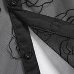 Men's lace embroidered rose flower short-sleeved shirt
