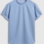 Men's solid color striped texture round neck short-sleeved T-shirt