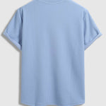 Men's solid color striped texture round neck short-sleeved T-shirt
