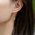 Buddha Stones 925 Sterling Silver Plated 14k Gold Hetian Jade Red Agate Luck Drop Dangle Earrings