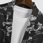 Men's Dragon Totem Satin Chinese Style Kimono Short Sleeve Shirt