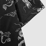 Men's Dragon Totem Satin Chinese Style Kimono Short Sleeve Shirt