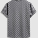 Men's terry cloth plaid crew neck T-shirt shorts set