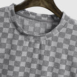 Men's terry cloth plaid crew neck T-shirt shorts set