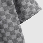 Men's terry cloth plaid crew neck T-shirt shorts set