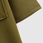Men's textured double pocket button cargo short sleeve shirt
