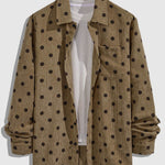 Men's Polka Dot Corduroy Button-Down Casual Long Sleeve Shirt