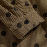 Men's Polka Dot Corduroy Button-Down Casual Long Sleeve Shirt