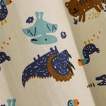 Men's Cotton Linen Cartoon Dinosaur Print Casual Short Sleeve Shirt