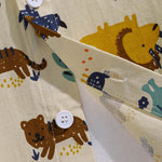 Men's Cotton Linen Cartoon Dinosaur Print Casual Short Sleeve Shirt