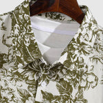 Men's Cotton Linen Plant Print Casual Short Sleeve Shirt