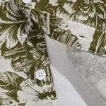 Men's Cotton Linen Plant Print Casual Short Sleeve Shirt