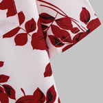 Men's Rose Print Skin-Friendly Casual Button Short sleeve Shirt