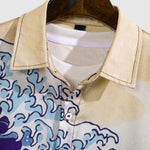 Men's Japanese wave print short-sleeved shirt