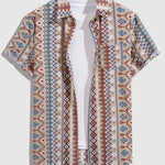 Men's Aztec Retro Print Skin-Friendly Casual Short Sleeve Shirt