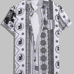 Men's Retro Floral Print Skin-Friendly Casual Button Short Sleeve Shirt
