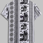 Men's Retro Floral Print Skin-Friendly Casual Button Short Sleeve Shirt