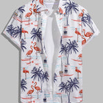 Men's Flamingo Print Casual Short Sleeve Shirt