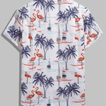 Men's Flamingo Print Casual Short Sleeve Shirt