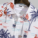 Men's Flamingo Print Casual Short Sleeve Shirt