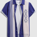 Men's Color Block Striped Print Casual Shirt