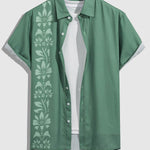 Men's Chinese Style Flower Print Casual Short Sleeve Shirt