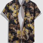 Men's Chinese Dragon Print Casual Short Sleeve Shirt