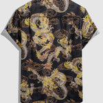 Men's Chinese Dragon Print Casual Short Sleeve Shirt