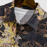 Men's Chinese Dragon Print Casual Short Sleeve Shirt