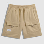 Men's Casual Double Pocket Drawstring Elastic Waist Shorts