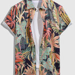 Men's Maple Leaf Print Casual Short Sleeve Shirt