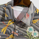 Men's Chinese style carp print casual short-sleeved shirt