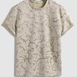 Men's Suede Speckled Pattern Casual Round Neck Short Sleeve T-shirt