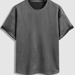 Men's Solid Color Suede Round Neck Short Sleeve T-shirt