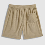 Men's Corduroy Half Button Short Sleeve Shirt Casual Shorts Set