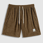 Men's Corduroy Half Button Short Sleeve Shirt Casual Shorts Set