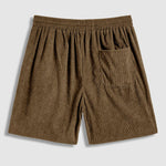 Men's Corduroy Half Button Short Sleeve Shirt Casual Shorts Set