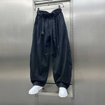 Loose-fitting Curved Elastic Waist Casual Pants