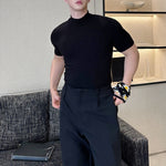 Half Turtleneck Solid Color Elastic Tight T-shirt